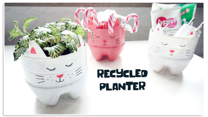 Plantadora de garrafas plásticas recicladas