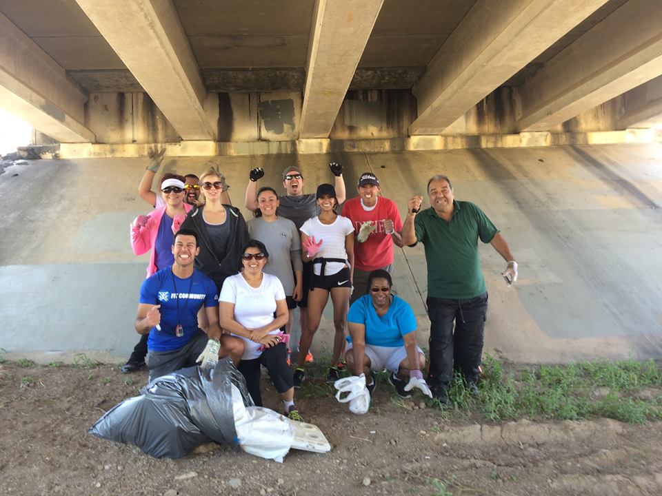The team collecting trash at a local park.