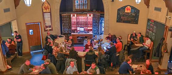 You can still see elements of the former chapel inside Brewery Vivant, giving the space a truly monastic feel.