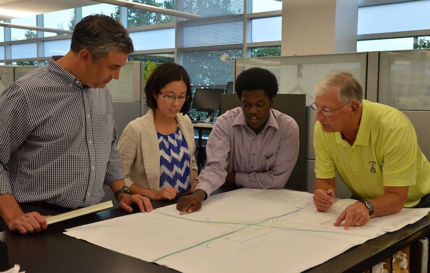 Green Works students at work at his internship.