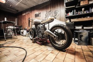 A cluttered garage.