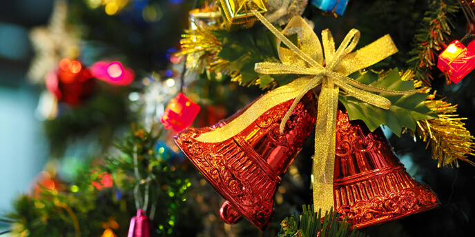 Bell-Shaped Ornament on a Christmas Tree