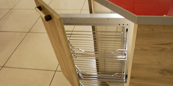 Pull-Out Shelf Under the Corner of a Counter in the Kitchen