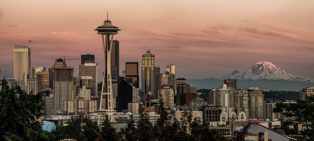 Skyline of Seattle, a top sustainable city.