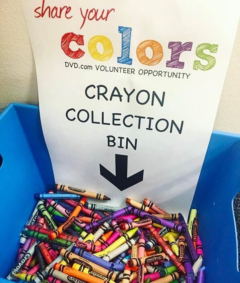 Crayon collection bin