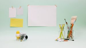 Reusing Glass Jars to Hold Desk Supplies.