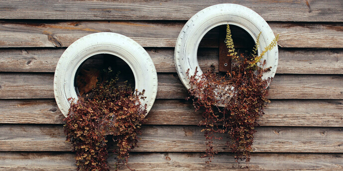 Old Tires as DIY Flower Planters