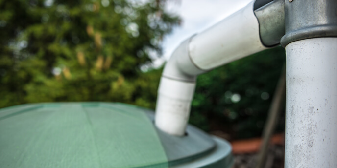 Close-up of Rain Barrel Intake Pipe