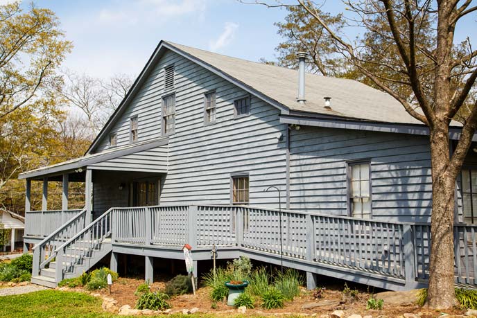 Grey House With Wheelchair Accessibility Ramp