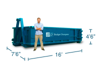 Approximate 16 Yard Dumpster Size and Dimensions.