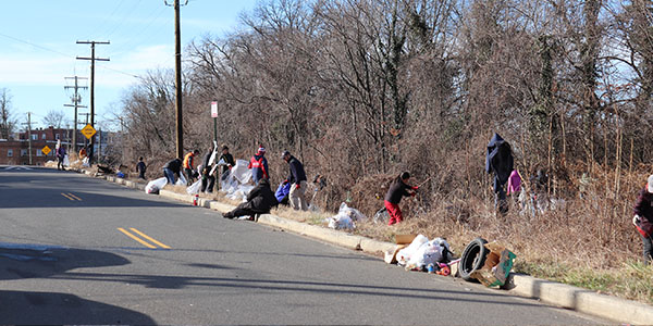 Anacostia Riverkeeper Volunteers Picking Up Trash