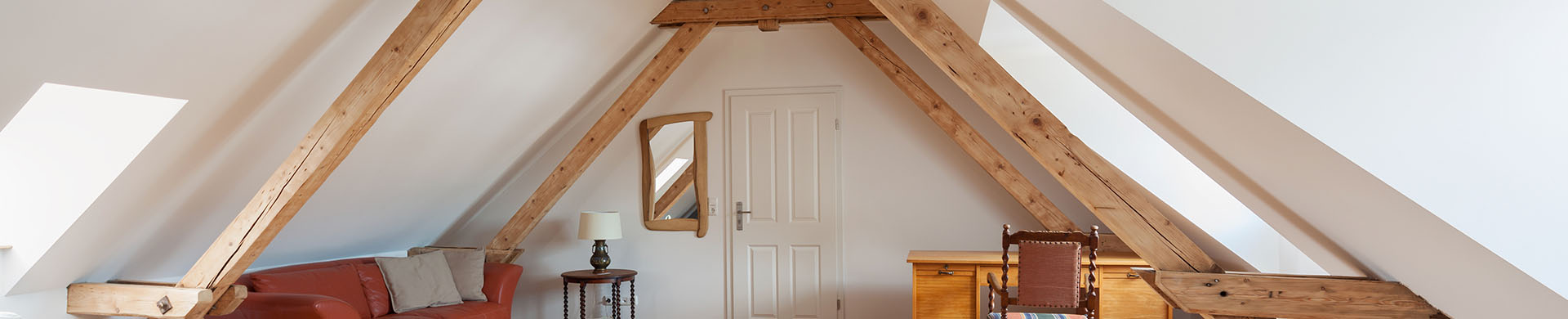 Home Office With Couch in White Attic