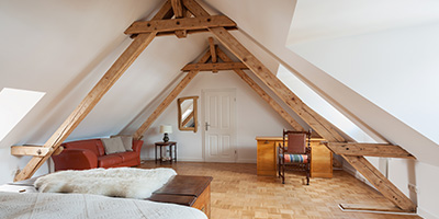 Home Office With Couch in White Attic