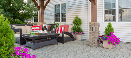 Green Backyard With Patio