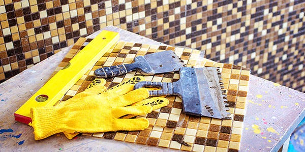 Bathroom Tiling Tools on Counter