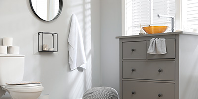 Recently Remodeled Gray and White Bathroom