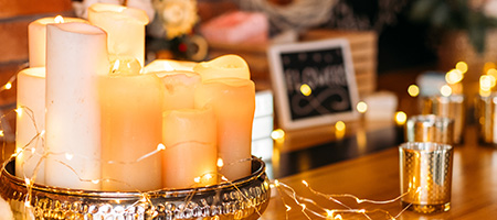 Candles and Fairy Lights on Table
