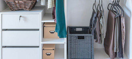 Closet Organized With Bins