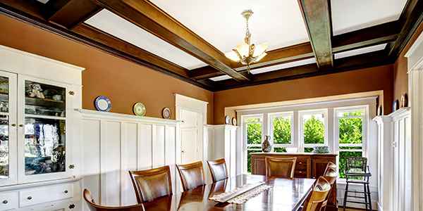 Dining Room With Coffered Ceiling