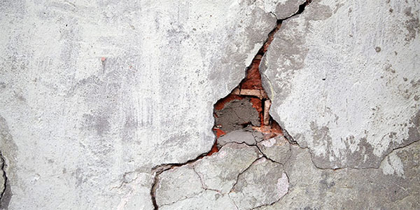 Concrete Wall with Deep Cracks