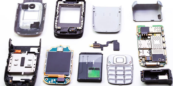 Cellphone Disassembled Into Its Individual Components
