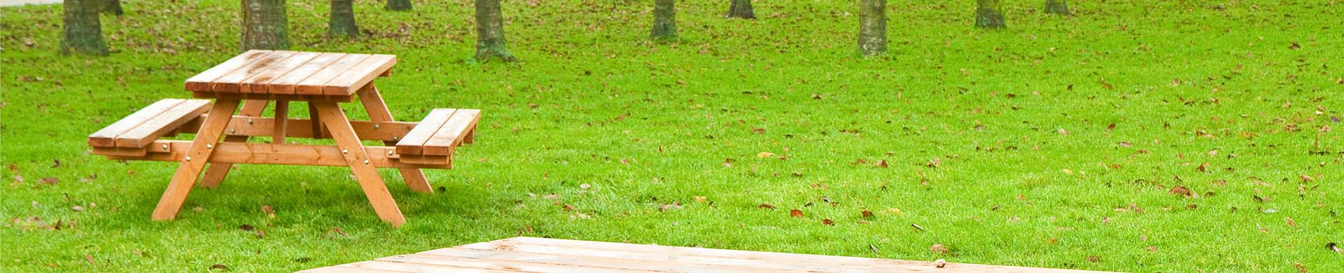 Wood Picnic Table in Grass