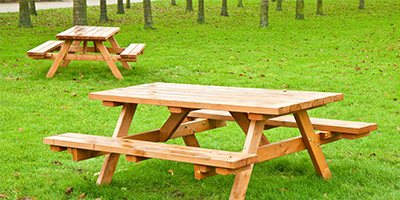 Wood Picnic Table in Grass