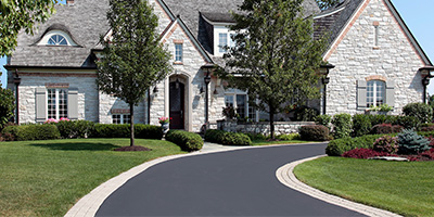 Asphalt Driveway with Concrete Paver Border