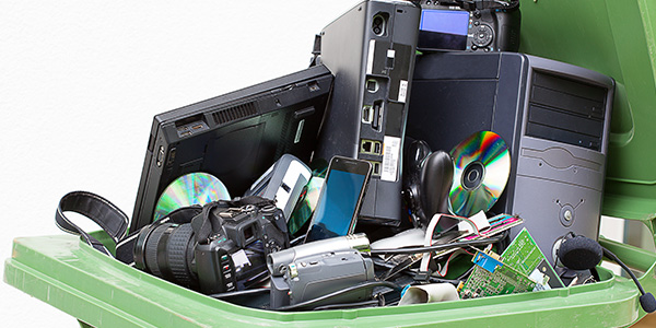 Electronics in Garbage Can