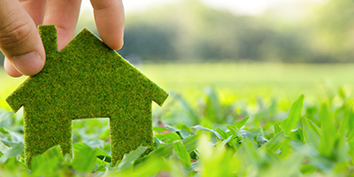 Eco House Against Green Grass