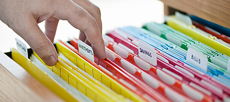 Filing Cabinet Filled With Colorful Folders
