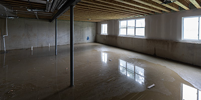 Empty Unfinished Flooded Basement