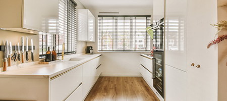 Adding windows to a galley kitchen makeover.