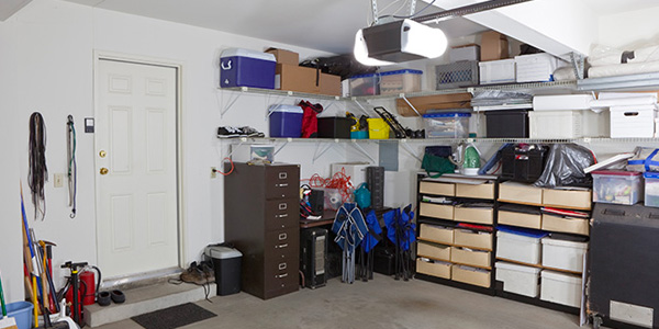 Organized Garage With Storage Shelves