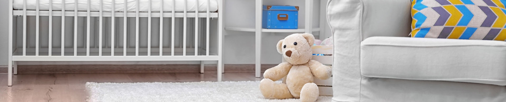 Teddy Bear in Organized Nursery Room