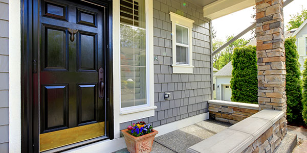 Grey House With Black Front Door