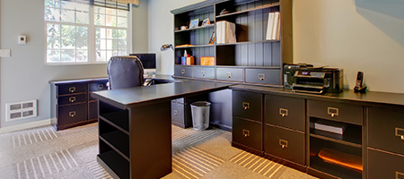 Spacious Home Office With Large Wooden Desk