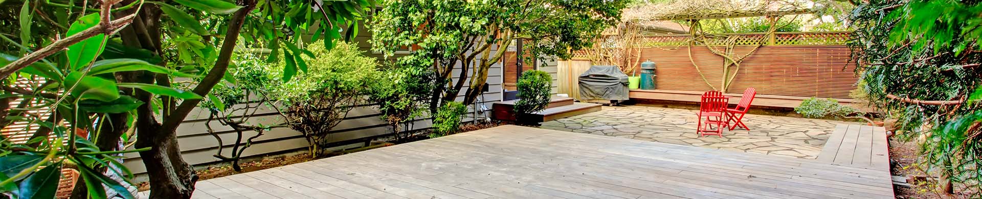 Large Wooden Deck in Backyard