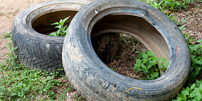 Two Old Tires Laying on the Ground