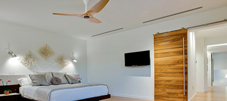 Haiku Ceiling Fan in Bedroom Helping to Keep House Cool Without AC