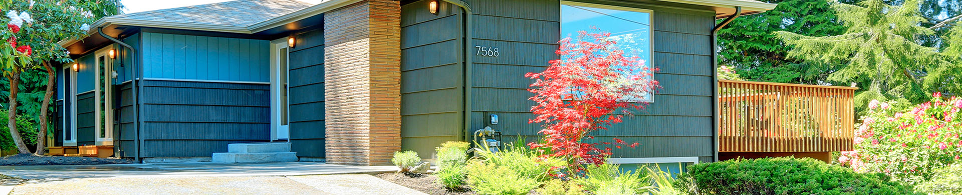 Small Blue House With Front Yard