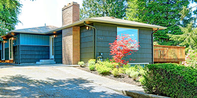 Small Blue House With Front Yard