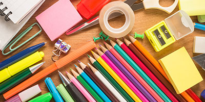 Messy Office Supplies on Desk