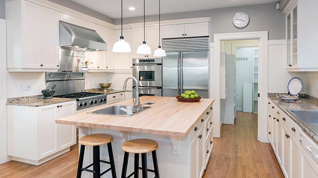 White Kitchen With Middle Island