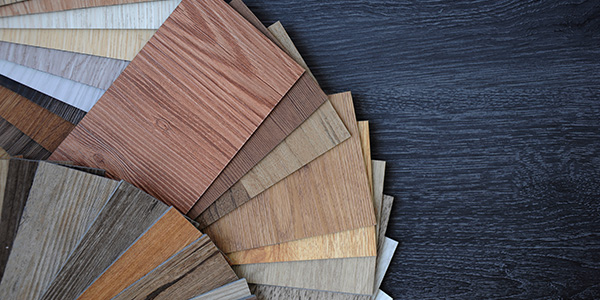 Multiple Colors of Laminate Flooring Fanned Out