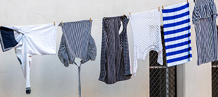 Laundry hanging up as an example of sustainability.