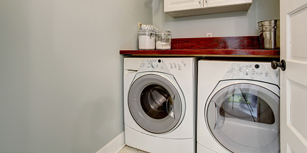 Washer and Dryer Underneath Wood Countertop