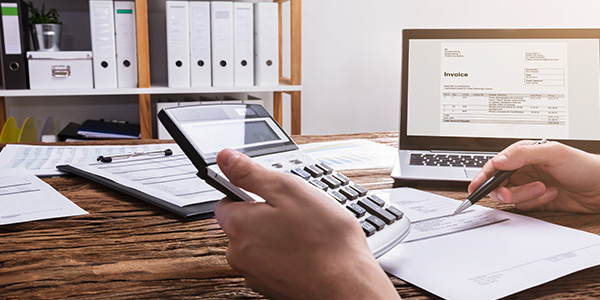 Man With Calculator and Spreadsheets Planning a Budget