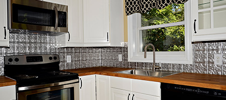 Metal Tile Backsplash in Kitchen