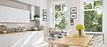 Modern Kitchen With Windows Open